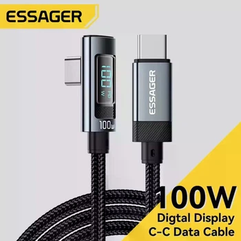 Кабель 100W Essager PD (20V / 5A) 90° Vertical L-Shape USB Type C Кабель для ігрових консолей, смартфонів та ноутбуків (EXCT1W-HC0G-P) 1 м Grey