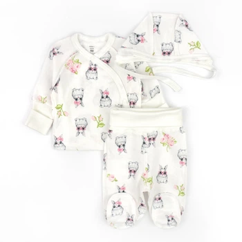 Комплект для новонароджених Dexter`s три предмета cute bunny футер 56 см молочний