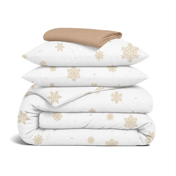 Комплект постельного белья Cosas SNOWFLAKES GOLD Двухспальный Фланель 180x220 см (4822052478981)