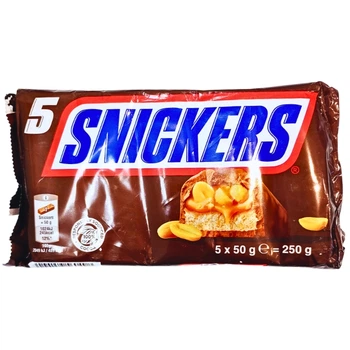 Шоколадні батончики Snickers з карамеллю та арахісом 250 г