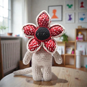 М'яка плюшева іграшка handmade Квітка Монстр 34 см в'язаний гачком амігурумі