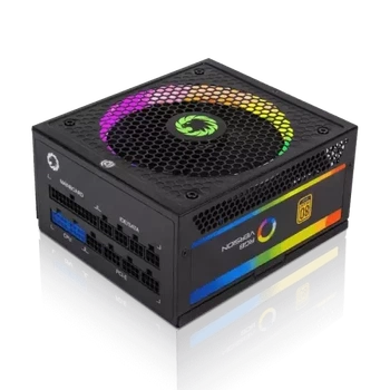 Блок питания 1050 Вт, GameMax RGB1050 PRO, черный, модульный, 80+ золотистый, Active PFC, 14 см с RGB подсветкой, 3xMolex /