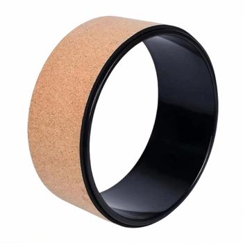 Колесо для йоги MS 4199 — ABS + корка, прочное, нескользящее, 32×32×13 см, чёрное