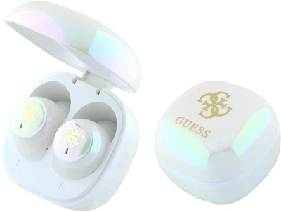 Навушники Guess Iridescent 4G Printed Logo Bluetooth 5.3 Wireless + Doc Station White (3666339343231)