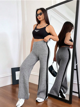 Штани жіночі в'язка сірі з чорним лампасом One Size