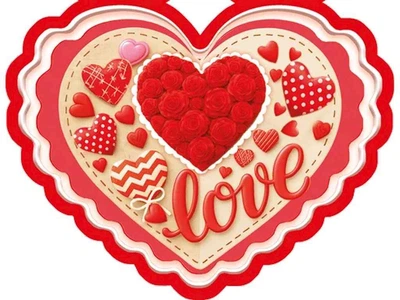 Валентинка подвійна ЕТЮД "LOVE" 14х10,5см 10шт/уп МСТ-049у