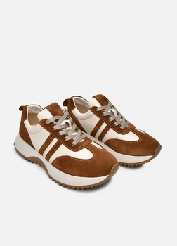 Женские бежево-рыжие кожа-замш кроссовки PARADIZE SHOES на высокой подошве 38 размер (стелька 24,9 см)