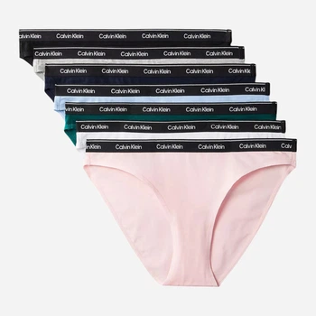 Набор трусиков бикини женских хлопковых Calvin Klein QD5320-SQN XS 7 шт Разноцветный (014056432999)