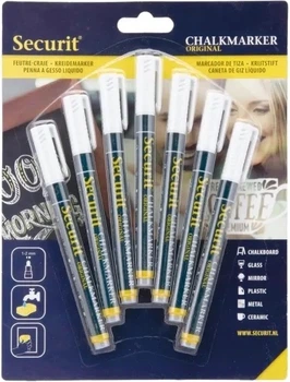 Zestaw markerów kredowych Securit białych 1-2 mm 7 szt BL-SMA100-V7-WT (8718226492753)