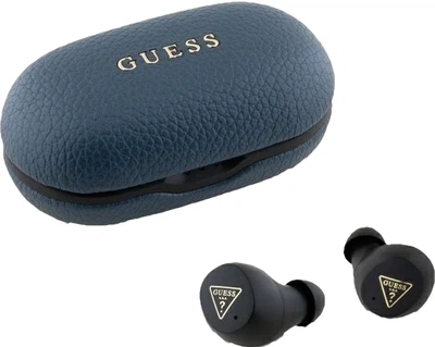 Навушники Guess Grained Classic Logo Bluetooth 5.3 Wireless + Doc Station Blue (3666339329105)