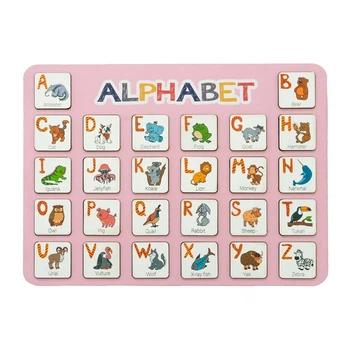 Дерев'яний алфавіт-вкладиш англійський "ALPHABET" рожевий 29х39 см