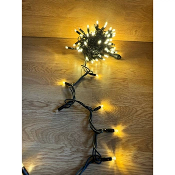 Светодиодная гирлянда нить 10 м, 100 LED, 1 режим, IP65, черный каучуковый провод, цвет свечения тепло-бе