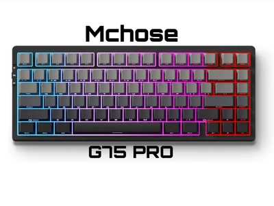 Клавіатура Бездротова MCHOSE G75 PRO Black Gradient Ігрова Механічна. 2.4G/Bluetooth/Кабель. Hot-Swap. Батарея 8000mAh. RGB Підсвічування. Tofu Switch