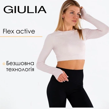 Женский кроп-лонгслив с отверстиями для пальцев Giulia FLEX LONGSLEEVE ACTIVE L/XL Pink-primerose, спортивный кроп топ
