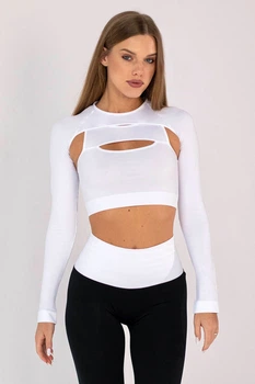 Жіночий кроп-лонгслів для багатошарових образів Giulia FLEX SLEEVE L/XL White-white