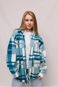 Сорочка тепла флісова блакитна жіноча, XL-M
