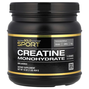 Креатин California GOLD Nutrition, SPORT "Creatine" микронизированный моногидрат креатина в порошке, без вкуса, 90 порций (454 г)