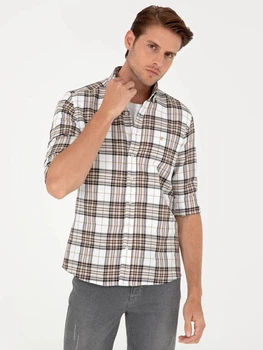 Сорочка бавовняна чоловіча Pierre Cardin G021GL004-000-2053637(kahverengi) XL Коричнева (8683857789025)
