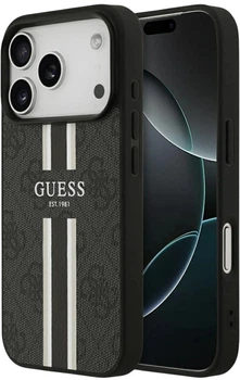 Etui plecki Guess 4G Printed Stripes MagSafe do Apple iPhone 17 Pro Max Black (3666339491390)
