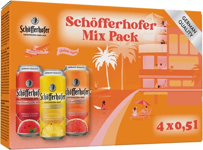 Подарунковий набір суміші пива із соком Schofferhofer Mix Pack нефільтроване 2.5% 0.5 л х 4 шт (4053400078557)
