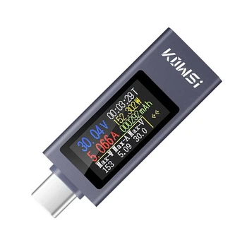 USB тестер KWS-2302C Type-C 4–30 В 0–12 А для вимірювання струму, напруги, потужності та енергії (IN-637709)