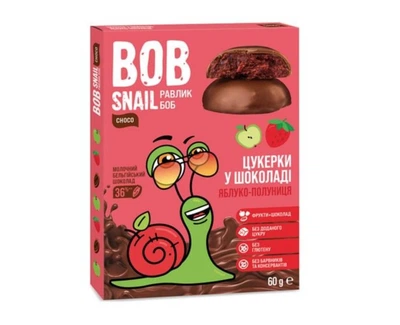 Натуральні Полунично - яблучні Цукерки в Молочному шоколаді ТМ BOB SNAIL (РАВЛИК БОБ) 60 г