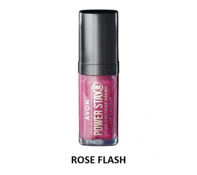 Жидкая губная помада Avon СуперУстойчивость с мелкими блестками Power Stay High Voltage Spark Lip Colour Вспышка розового Rose Flash 7 мл