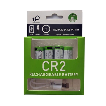 Батарейки CR2 аккумуляторные с разъемом USB Type-C от Smartoools на 3.7V/300mAh - 4 ШТ.