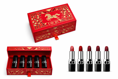 Подарочный набор мини губных помад Dior (Диор) Rouge Dior 5×1,5 г с подарочным пакетом — оттенки 999 Velvet, 228 Mythique Velvet, 720, 188 Fortunate Velvet, 888 Strong Red
