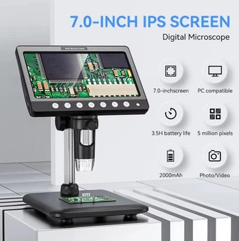 Цифровий мікроскоп INSKAM 330, 7″ IPS, 1200×, 5 МП, запис відео Full HD