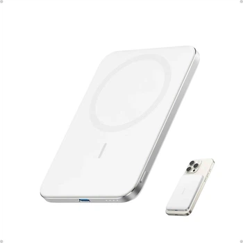 Магнітний ультратонкий павербанк Anker Nano Air 2 A1665 5000 mah 20 Вт з шивдкою та бездротовою зарядкою MagSafe для iPhone 12-17 УМБ Білий