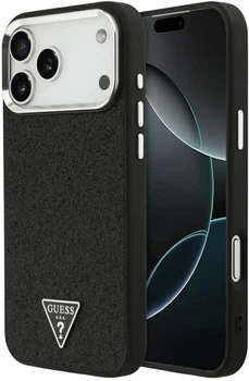 Etui plecki Guess Glitter Triangle Logo MagSafe do Apple iPhone 17 Pro Max Black (3666339516826)