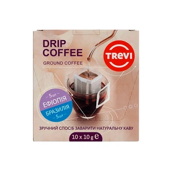 Бокс дріп-кави Trevi Арабіка MIX Бразилія-Ефіопія 10 г х 10 шт