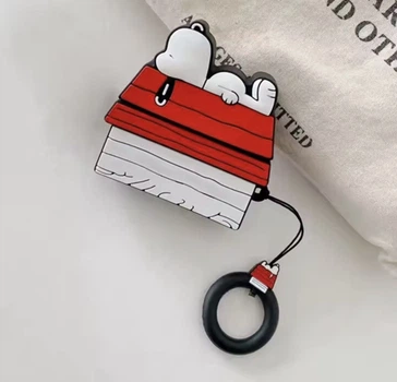 Чехол для Apple AirPods 4 ,чехол для эирподс 4 Snoopy Cartoon силиконовый 3D чехол с карабином, защита от ударов и царапин