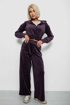 Спортивный костюм женский велюровый, цвет темно-сливовый, M-L, 257R4125