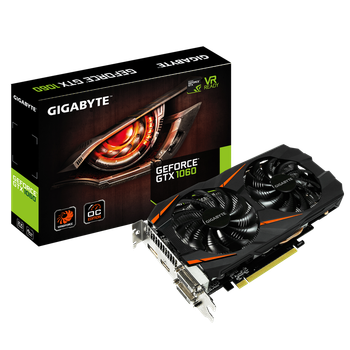 Відеокарта GeForce GTX 1060 6GB Gigabyte WindForce OC (GV-N1060WF2OC-6GD) Б/В