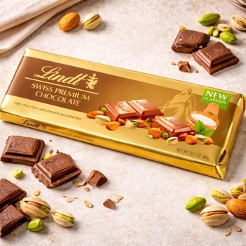 Молочний шоколад Lindt з цільними фісташкою та мигдалем 300 г