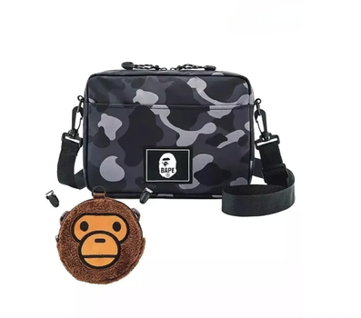 Двусторонняя сумка через плечо Bape Camo Shoulder Bag + кошелёк Baby Milo.