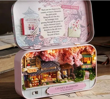 Конструктор 3D DIY Мини Румбокс в металлическом ящике CUTE ROOM Cherry Blossoms "In The Dremland" Q-007