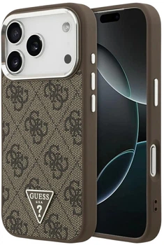 Etui plecki Guess 4G Triangle Logo MagSafe do Apple iPhone 17 Pro Max Brown (3666339517625)