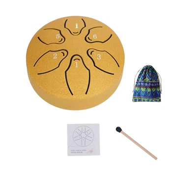 Глюкофон Miwayer 3" 8см 6 нот Desert Yellow Язычковый барабан с палочкой для релаксации медитации и йоги