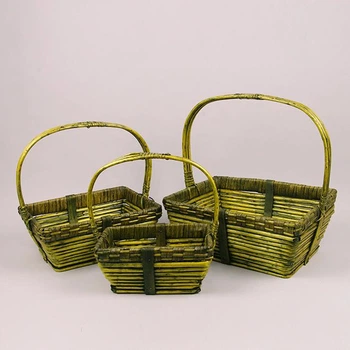 Комплект зеленых корзинок из лозы 3 шт. 45981