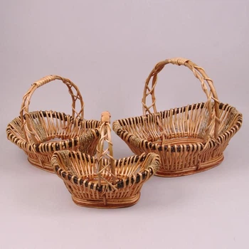 Комплект бежевых корзинок из лозы 3 шт. 38956
