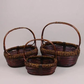 Комплект коричневых корзинок из лозы 3 шт. 46000