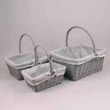 Комплект серых корзин с тканью 3 шт. 38097