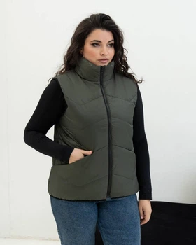 Женская демисезонная жилетка большого размера UF-Fashion 00115-mt 56 темно-зеленый