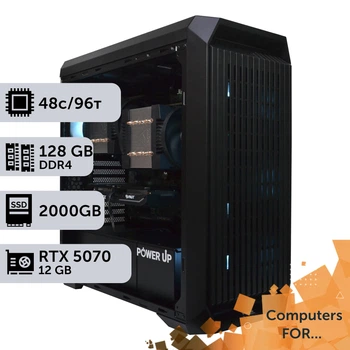Комп'ютер Power Up #28 для Premiere Pro/AMD EPYC 7F72 x2/128 GB/HDD 6 TB/SSD 2TB/GeForce RTX 5070 12GB для анімаційного дизайну та відеомонтажу та постобробки