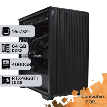 Компьютер Power Up #13 для Houdini/Ryzen 9 7950x/64 GB/SSD 4TB/GeForce RTX 4060Ti 16GB специальная конфигурация для проектирования машиностроения и инженерии