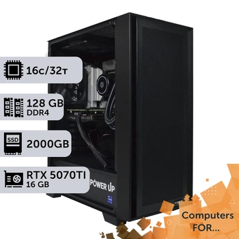 Компьютер Power Up #20 для DaVinci Resolve/Ryzen 9 7950x/128 GB/HDD 6 TB/SSD 2TB/GeForce RTX 5070Ti 16GB для анимационного дизайна и видеомонтажа и постобработки