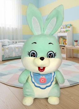 Мягкая игрушка Colorful Home Зайчик ушастик, с пледом внутри, мятный
